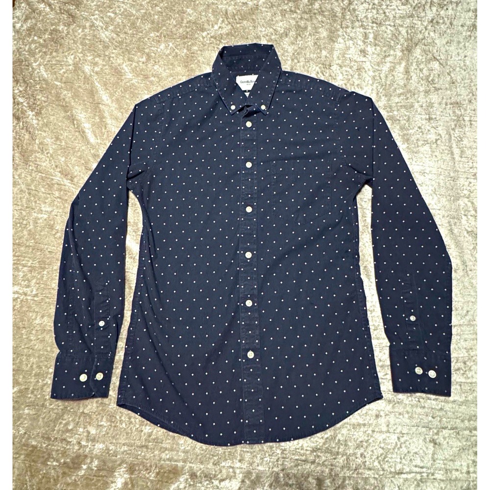 Goodfellow & Co Mens Slim Fit Blue Geometric Button-Up Long Sleeve Shirt S